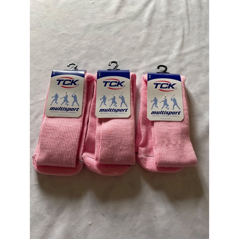 TCK Multisport Pink Socks Set Of 3 Womens & Mens Sizes S-L 95% Polyester 5% Rubb